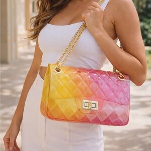 Pink yellow Jelly Purse New note: the measurements for this bag are listed